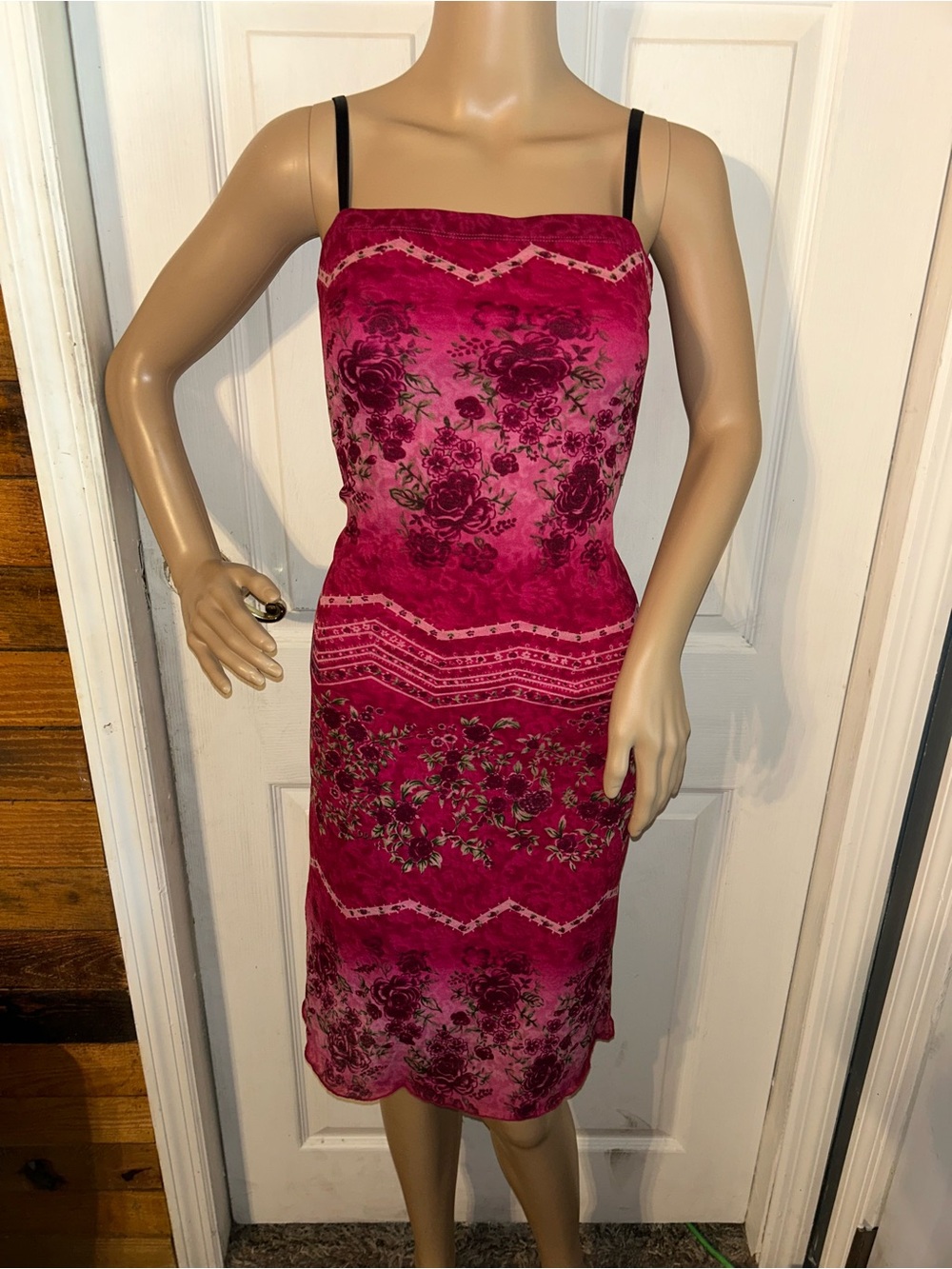 Y2K jonathan martin Slip Dress with Floral Trim